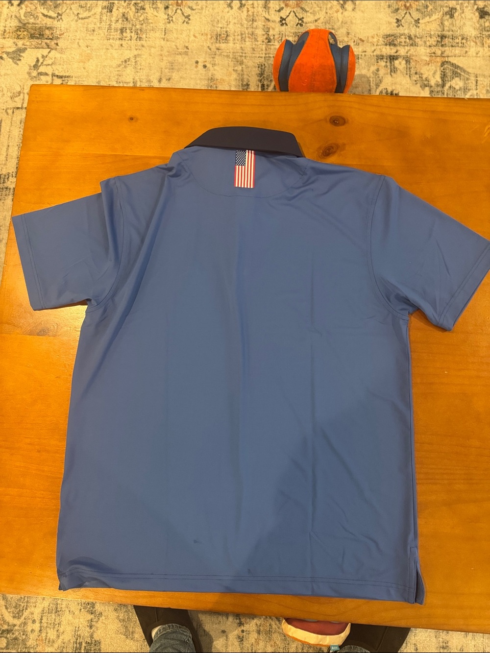 Rhoback Blue Performance Polo with Navy Contrast Collar - Picture 2 of 2